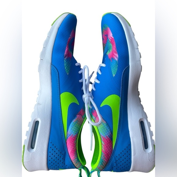 Nike Air Max Thea Print (Kids), Phat Blue/Electric Green-White-Pink Blast 5.5Y - Picture 5 of 10